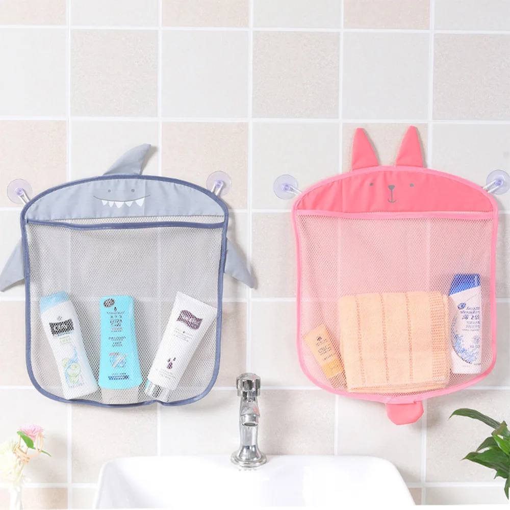 New Baby Bathroom Mesh Bag Sucker Design For Bath Toys Kids Basket Cartoon Animal Shapes Cloth Sand Toys Storage Net Bag