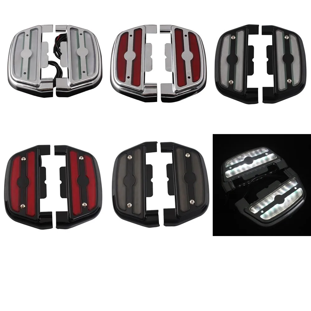 Motorcycle Passenger Footrest LED Light  Footrest Covers Accessories For Harley 84-Up Softail Touring Road King Trike Models