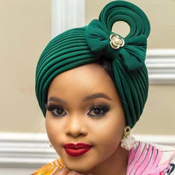 2021 New African Auto Gele Headtie  Nigerian Wedding Gele Muslim Turban Cap Arab India Hat Female Head Wraps Turbante Mujer