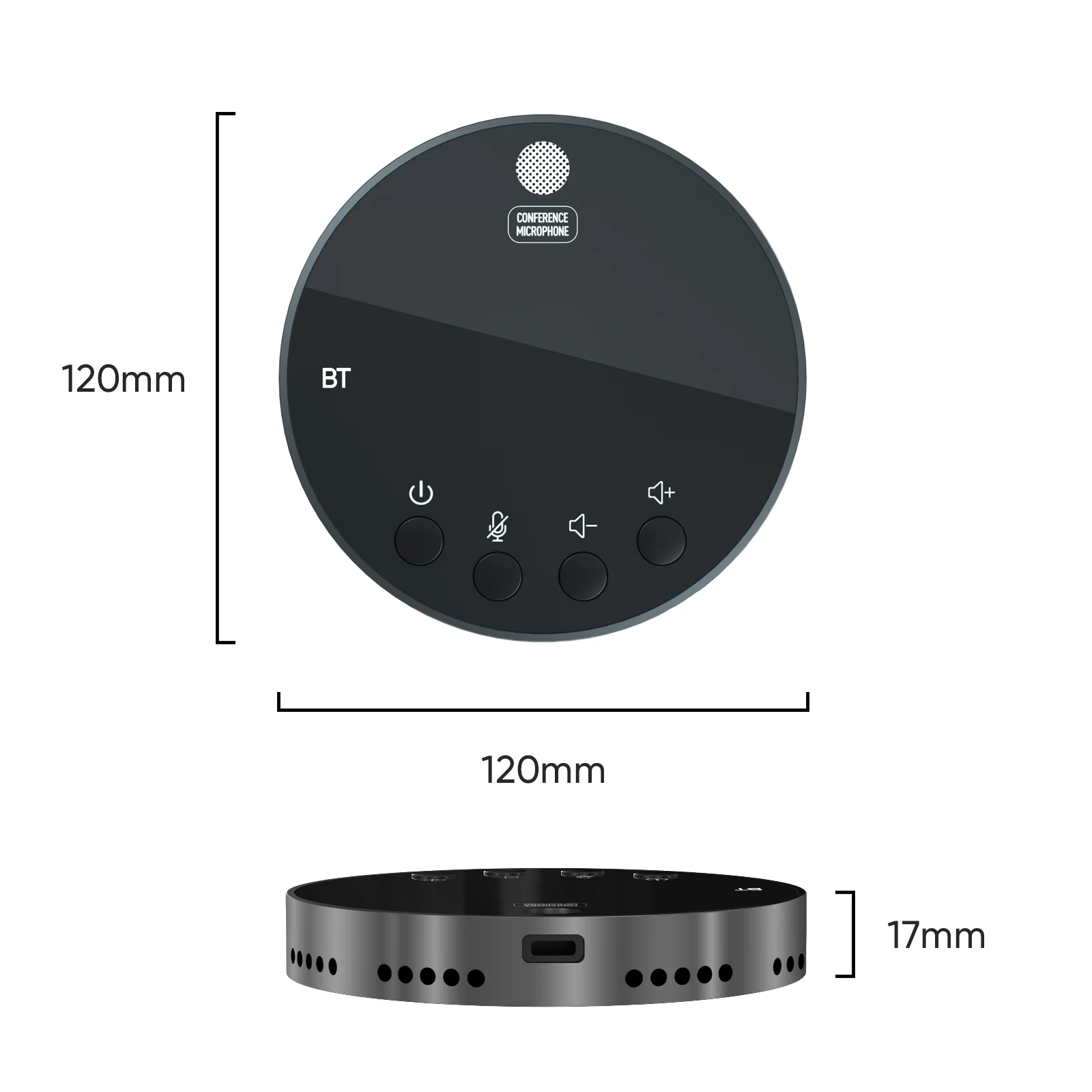 Desktop USB Conference Speakerphone Microphone 360° Omnidirectional Condenser Computer Mic Mute/Volume Function with Speaker