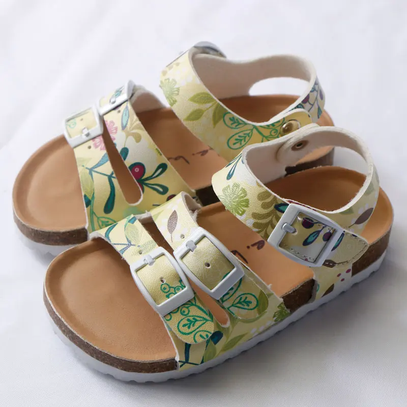 2020 Girls Sandals PU Leather Casual Shoes Slip on Orthopedic Cork Sandal for Little Girl Toddler Casual Shoe Kids Slides Shoes