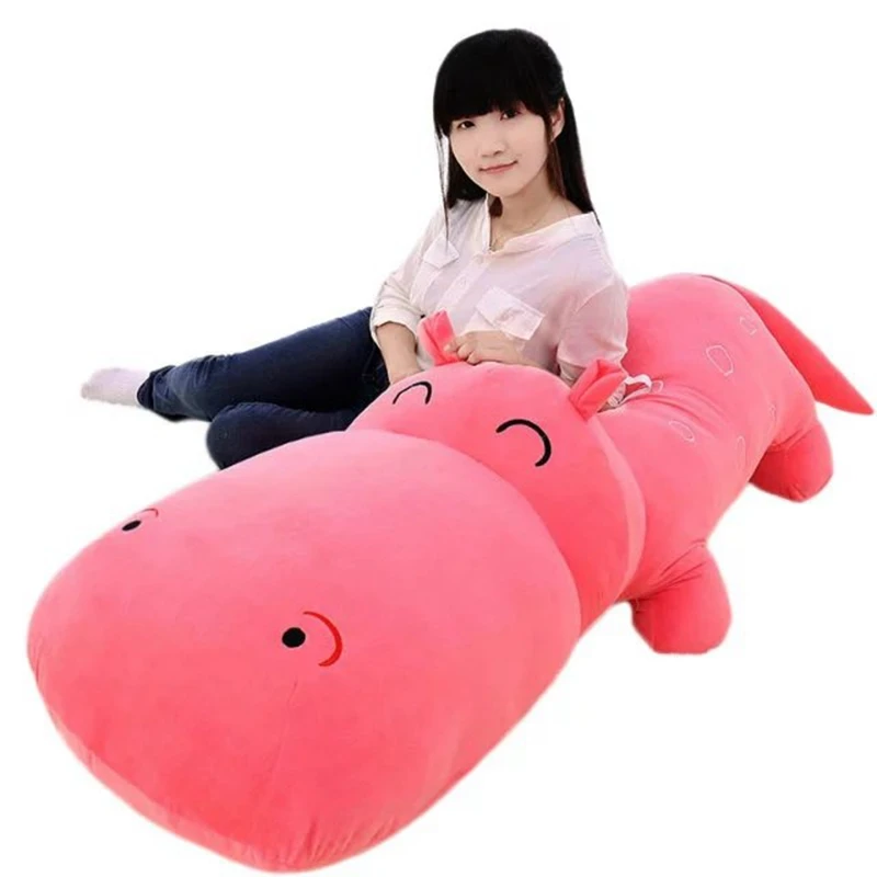 Dorimytrader Jumbo Soft Cartoon Hippo Plush Toy Stuffed Animal Hipps Doll Pillow for Children Gift 63inch 160cm DY60988