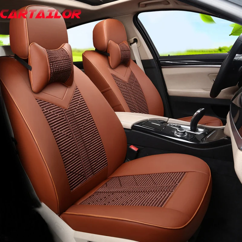 

CARTAILOR Leatherette & Ice Silk Car Seat Cover Styling for Mercedes Benz GLC 250 200 Seat Covers Cars Seats Support Accessories