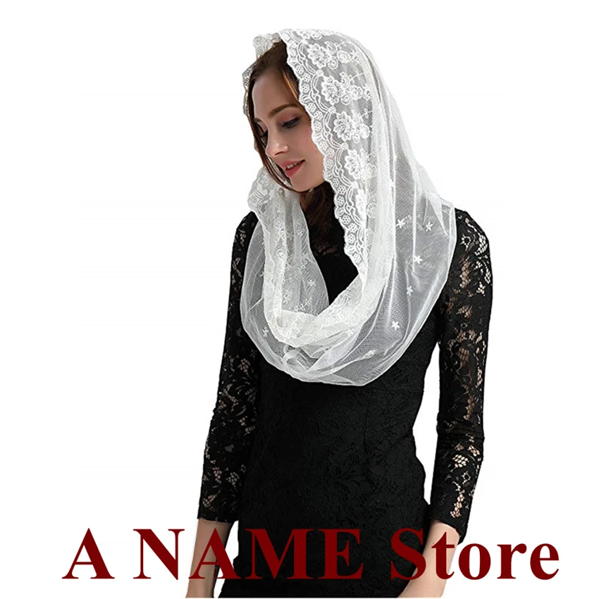 Ivory Round Lace Mantilla Catholic Vintage Women Veils for Church Latin Mass Headcovering Wrap Velos Negra Voile Mantille 11704