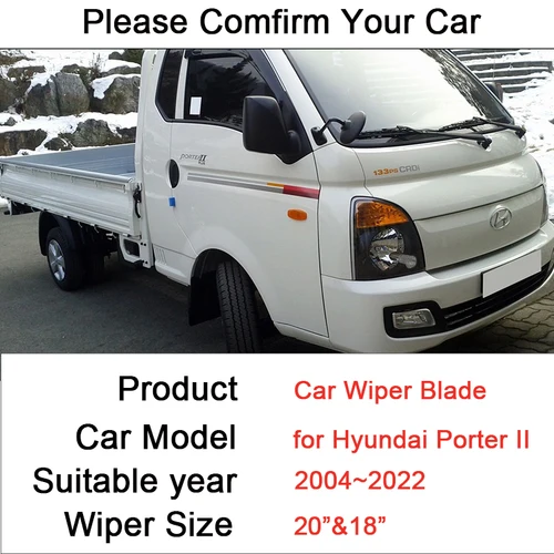 Imagen 2 del producto Escobillas de limpiaparabrisas delantero de coche para Hyundai Porter II H-100 2004 ~ 2022 2005 2006 accesorios de raspado de nieve de goma sin marco