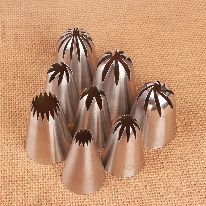 8pcs Large Metal Cookies Tip Sets  Cream Decoration Tips Set Pastry Tools Stainless Steel Piping Icing Nozzle Cupcake