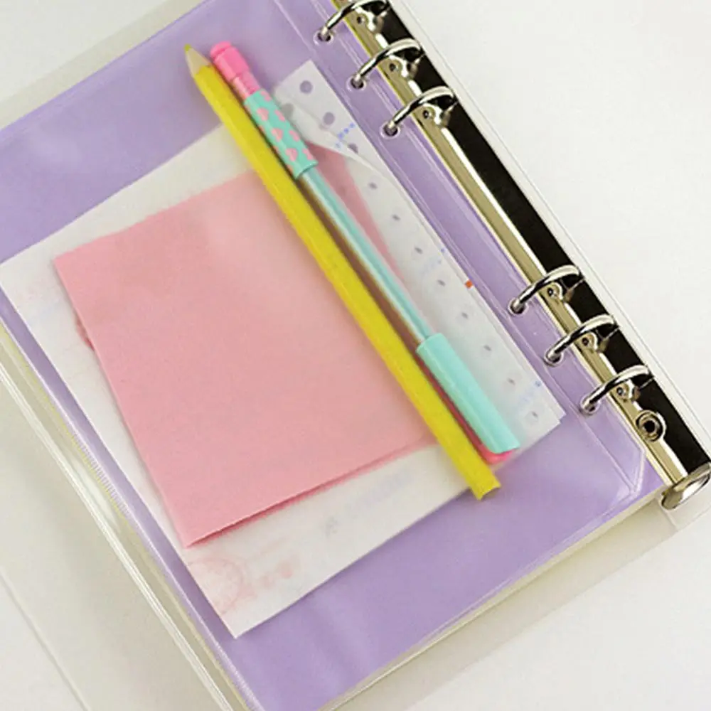 2 Pcs/set A5 A6 A7 PVC PVC Transparent File Things Keeper for 6 Holes Loose Leaf Spiral Binder Notebook Planner Agenda Fifoxl