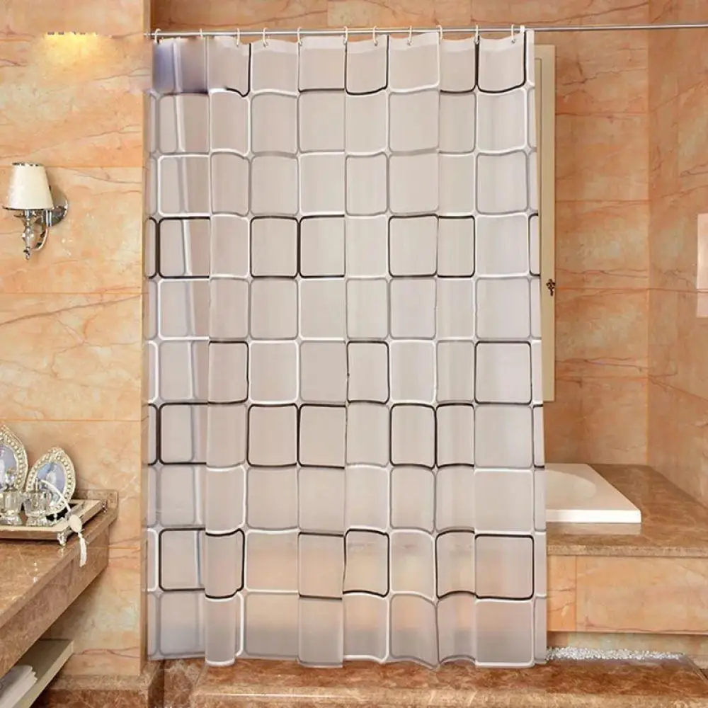 The bathroom shower curtain checkered PEVA Environmental toilet door curtain Shower curtains Waterproof and mould thickening 10