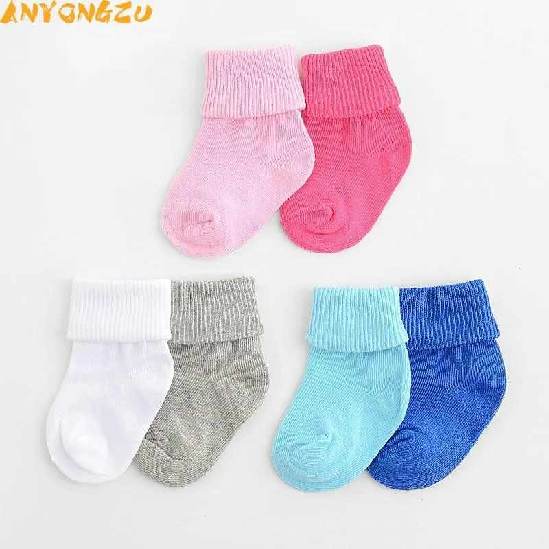 Boys Girls Spring Section Combed Cotton Doubleneedle Pure Color Baby Sock 6 Color Optional Comfortable Breathe Freely 10pair/lot