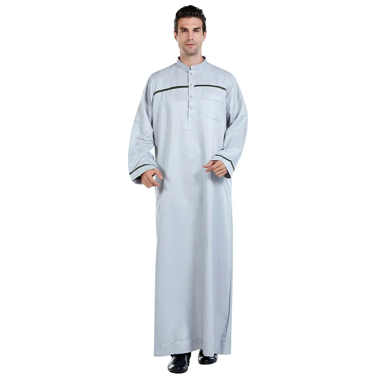 Men Saudi Style Thobe Thoub Dishdasha Islamic Arabic Kaftan Abaya Robe Dress Dubai Middle East Clothing Eid Ramadan Traditional