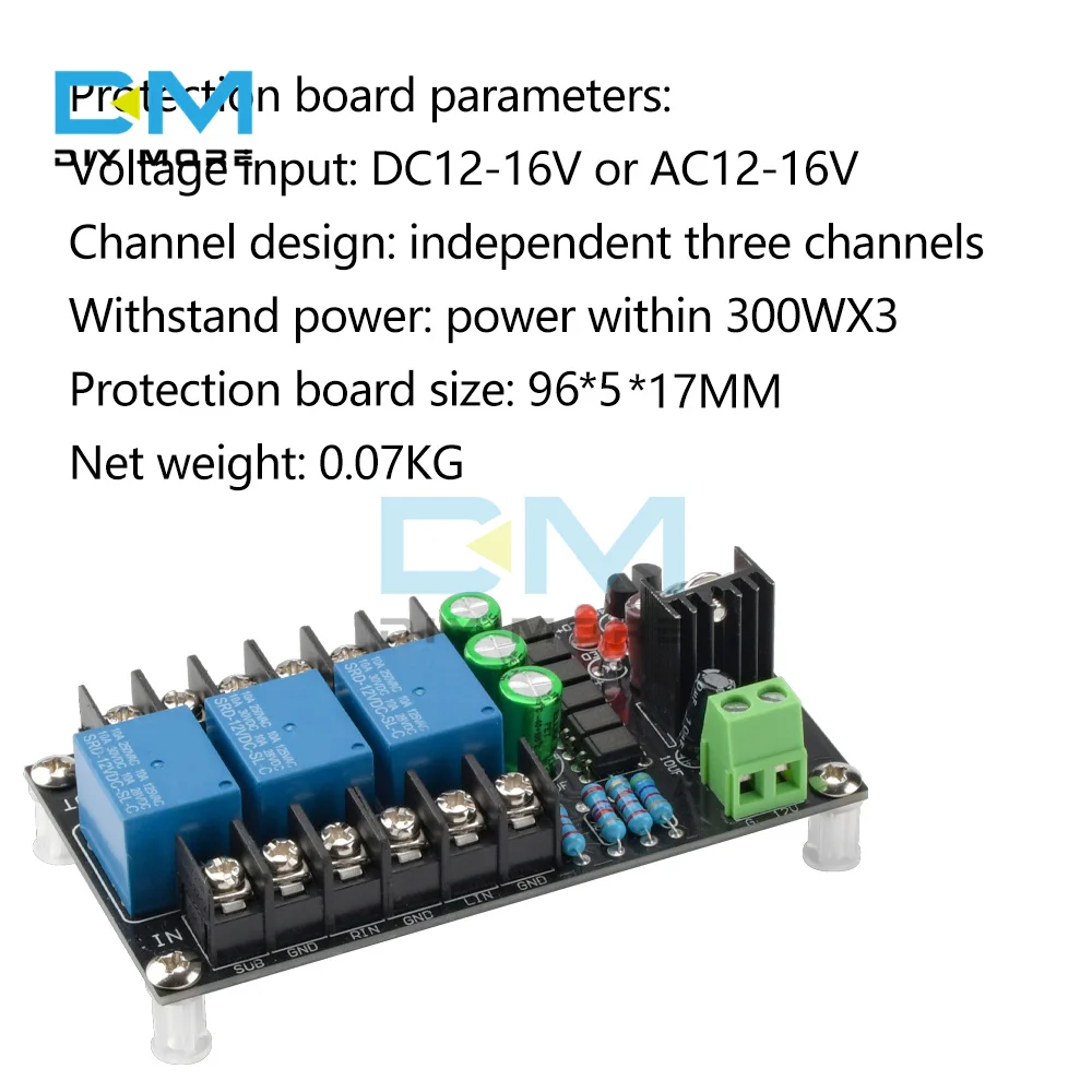 Class D Digital Power Amplifier Audio Speaker Protection Board DC 12V-16V 2.1 Three-channel Power Amplifier Board Module