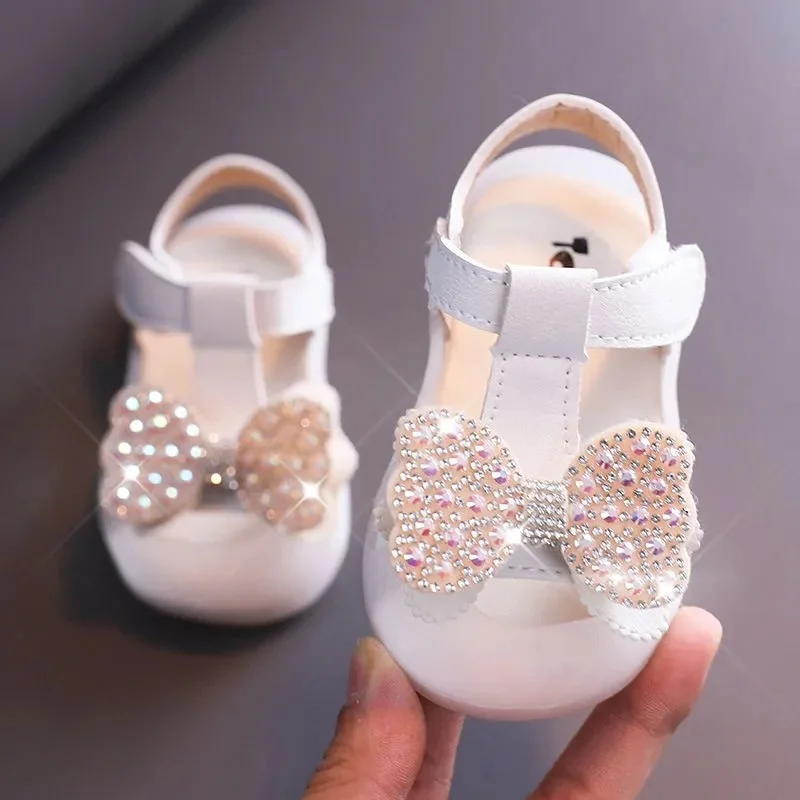 Flower Children Newborn Toddler Baby Kids Shoes For Girl White Pink Butterfly Glitter Sandals New 6m 8M 1 2 3 4 5 6 Years Old