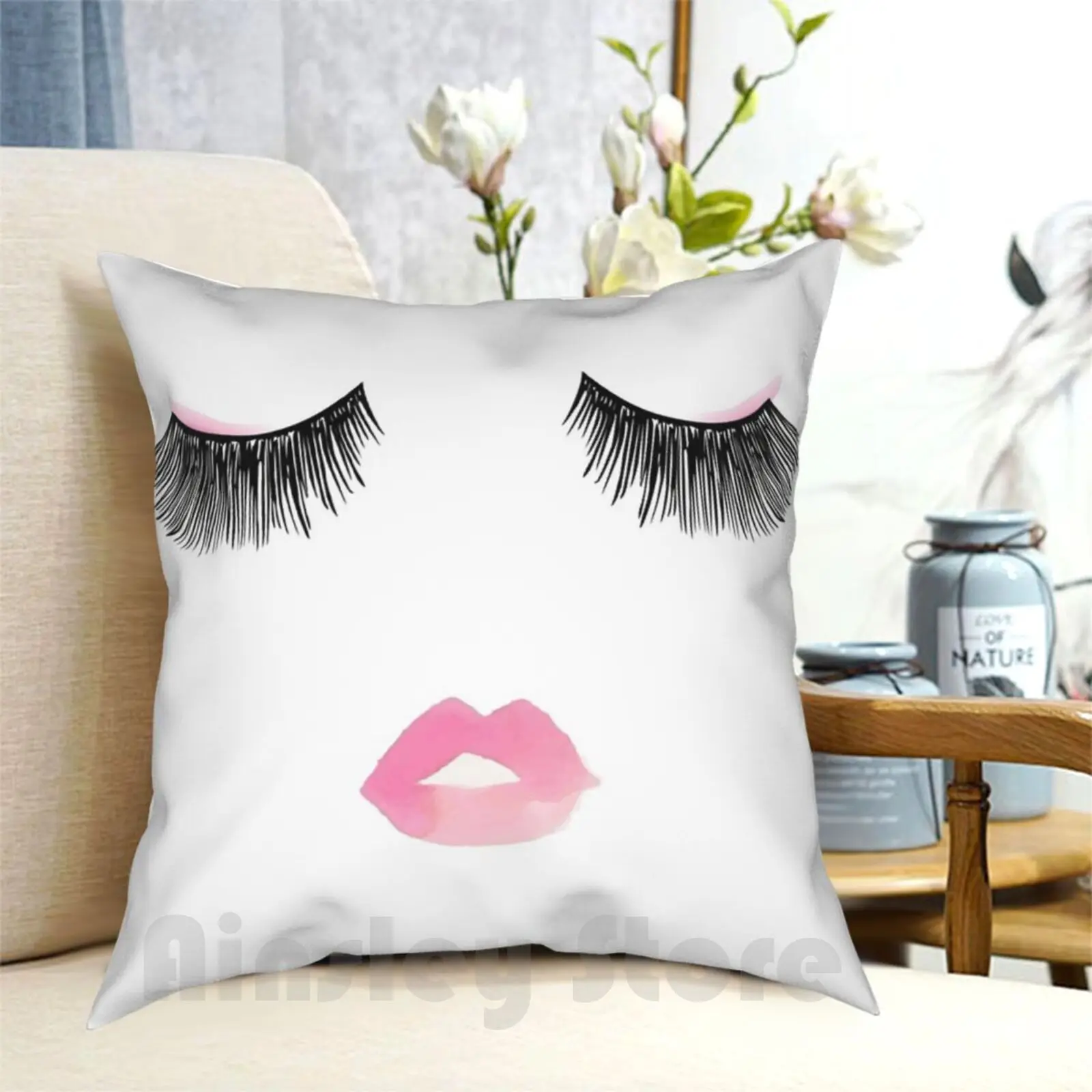 Fashion Eyelashes Pillow Case Printed Home Soft DIY Pillow cover Lash Fashion Makeup Girls Womens Beauty Like Pink Eyelash