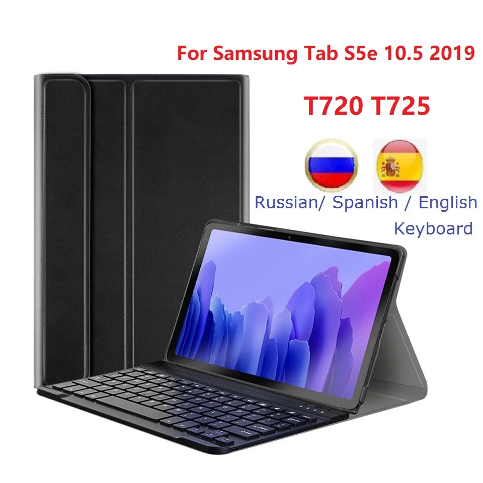 

Funda For Samsung Galaxy Tab S5e 10.5'' 2019 T720 T725 Case With Keyboard PU Spanish Russian For Samsung T720 T725 Keyboard Case