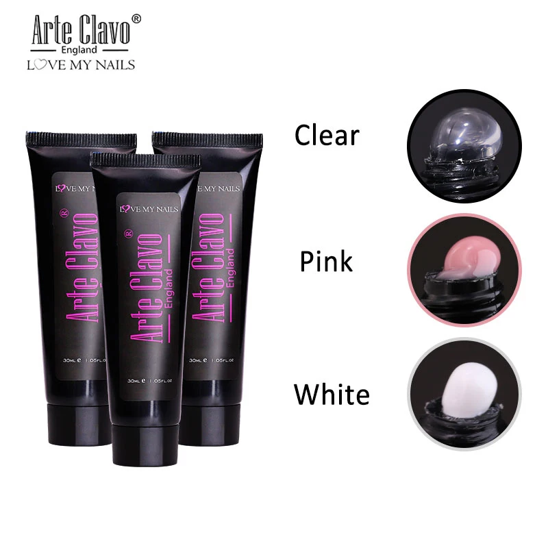 

Arte Clavo UV Nail Gel Extension 30ml BuilderGel Jelly Acrylic Nail Finger Poly Pink White Crystal Extend Quick Builder Nail Gel