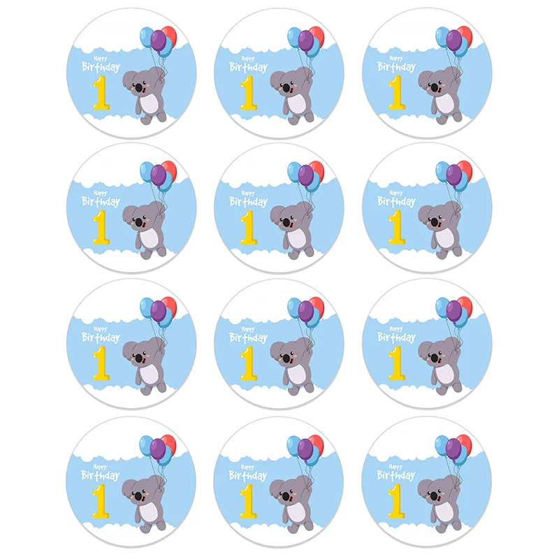 1 Year Boy Girl Birthday Stickers First Birthday Party Decorations Blue Pink Baby Shower Party Set Anniversary Party Decor Kids