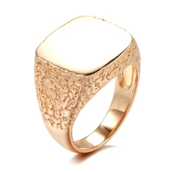 Kinel Hot Fashion Glossy Rings for Men Women 585 Rose Gold Simple Square Punk Rings Ethnic Wedding Jewelry 2021 New