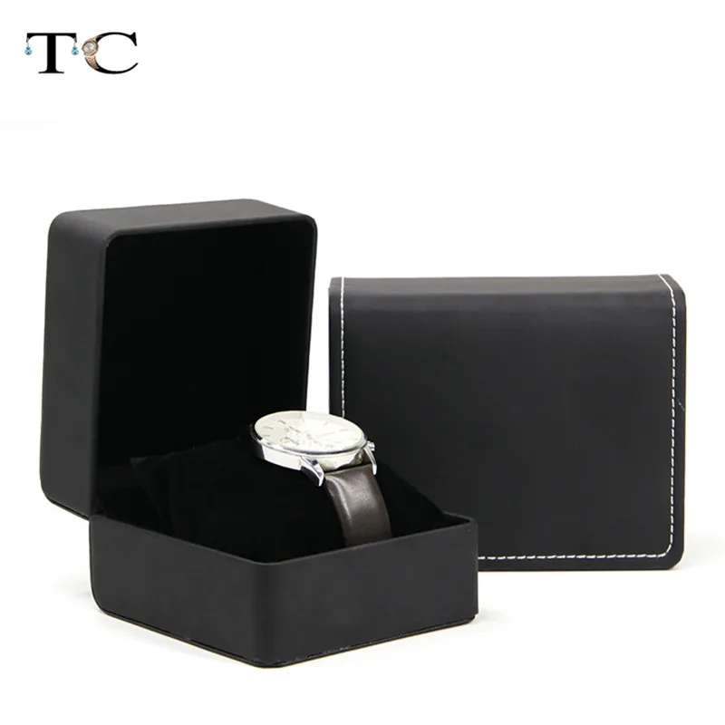 Fashion Artificial Leather Watch Box with Pillow Package Case Bracelet Case Gift Box Display Portable Size Watch Storage Box