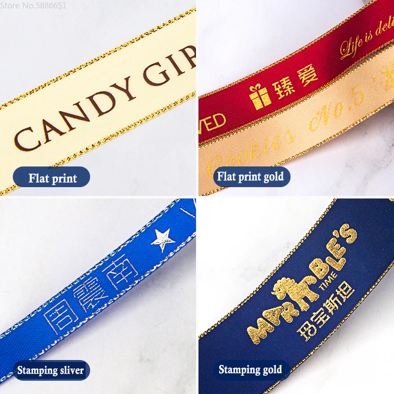 Golden border strip Ribbon Smooth Grosgrain Customized Logo Printed Wedding Decorate Package Gift Phnom Penh Rope