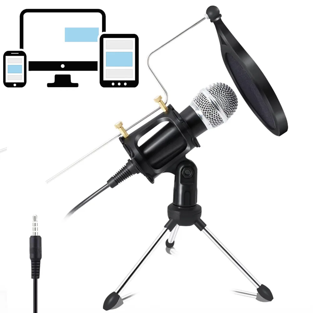 Professional Condenser Microphone with USB for PC Streaming Recording Studio Device for Singing Make Video Game Broadcast for Laptop Sound High Quality Free Shipping From Spain