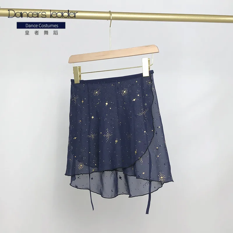 Ballet Skirt One Piece Skirt Lace Up Skirt Gilded Blue Women's Dance Skirt Gymnastics Practice Skirt Adult Ballet Lyric Skirt