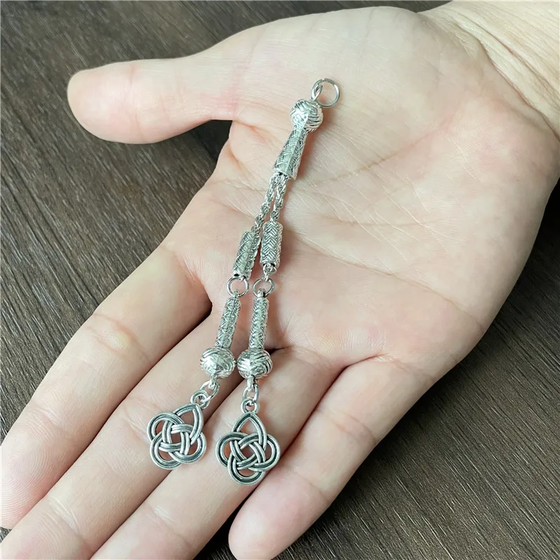 JunKang 2pcs 9cm fashion Chinese Metal tassel prayer beads rosary pendant jewelry making DIY bracelet necklace accessories