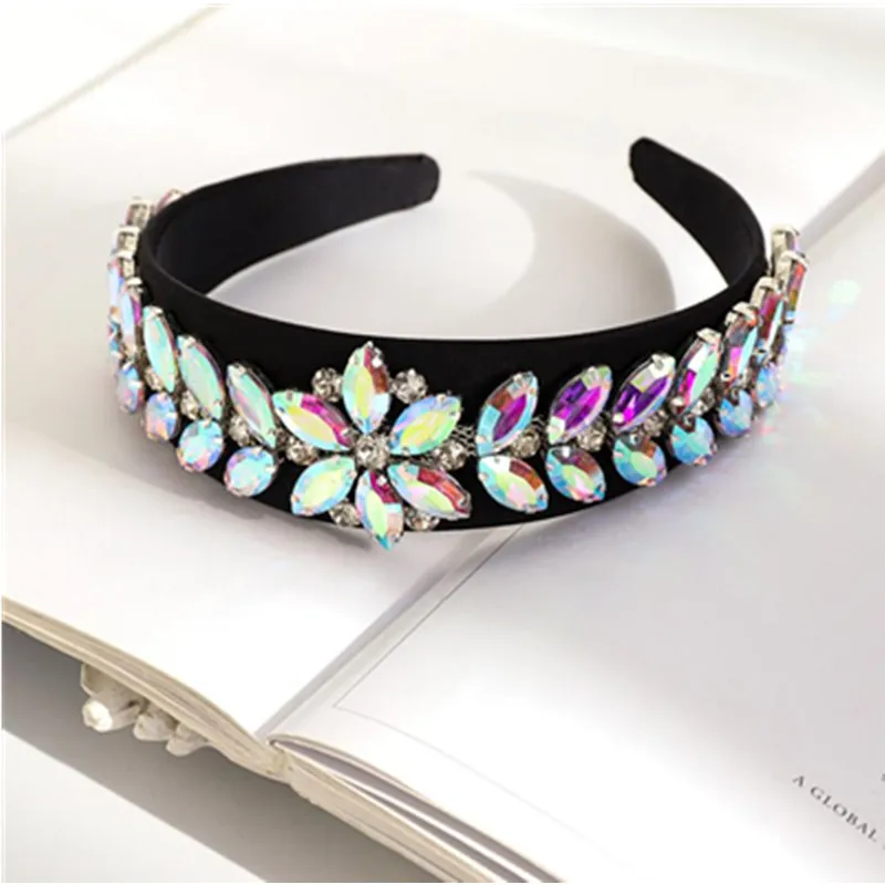 Baroque Style Crystals Headband Hair Jewelry for Women Handmade Diamonds Hairband Ladies Headpiece Adults Party Head Band