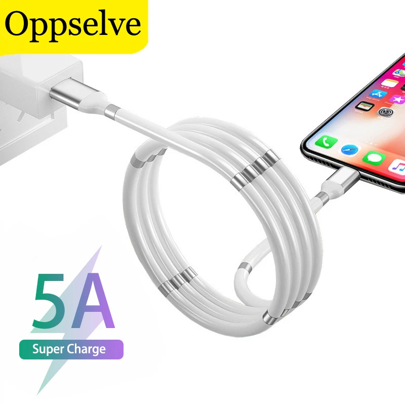 Magnetic Rope 5A Fast Charging Micro USB Type C Cable Sync Kabel Data Wire Cord For Huawei Samsung S21 Xiaomi Mi12 USB Cabo Line