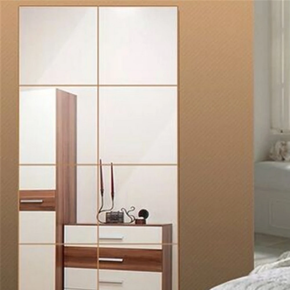 8pcs 4pcs 15cm x 15cm Acrylic Mirror Tiles Wall Sticker Square Self Adhesive Stick On DIY Home can be used as mirror