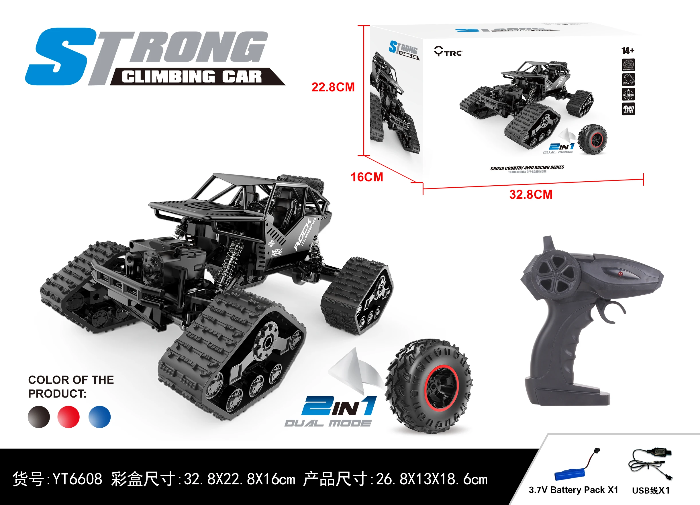 

Off-Road Climbing RC Car 1:12 2.4G 4WD Track Wheels 2-in-1 Radio Transmitter Remote Control Vehicle Toy For Kids Gift