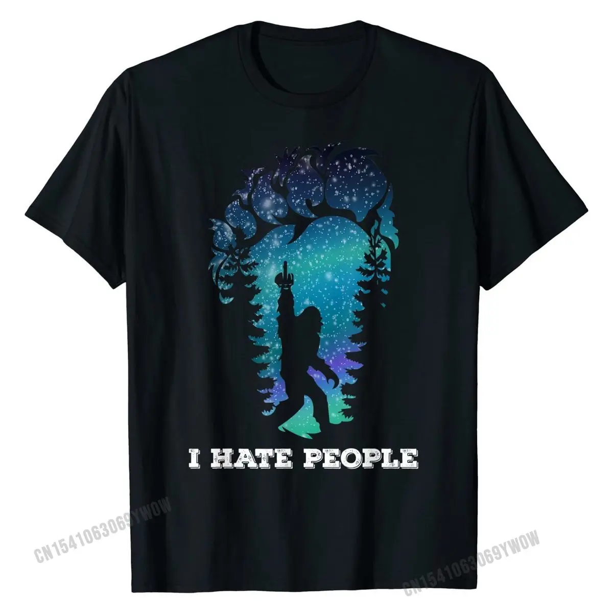 Bigfoot Middle Finger I Hate People Sasquatch funny T-Shirt T-Shirt Latest Youth Tshirts Cotton Tops T Shirt Unique