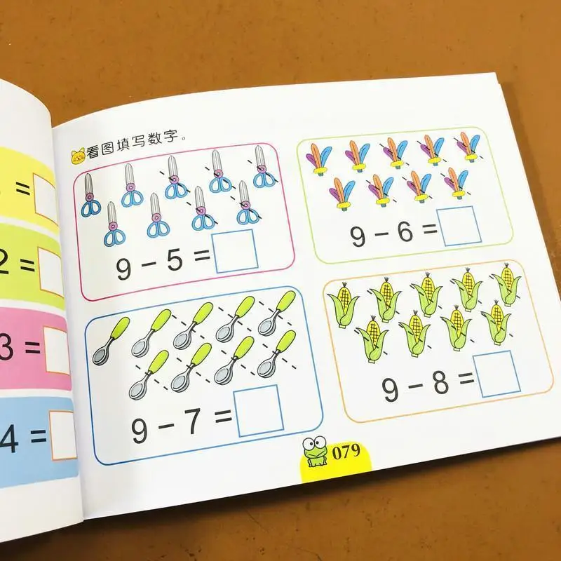 

Kindergarten preschool mathematics workbook Look at the picture and calculate the formula Add and subtract within 10