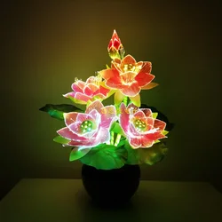 Led flower Lights Lotus Light Fiber Optic Lights Buddha Lamp Fo Lamp novità fiore artistico in fibra ottica