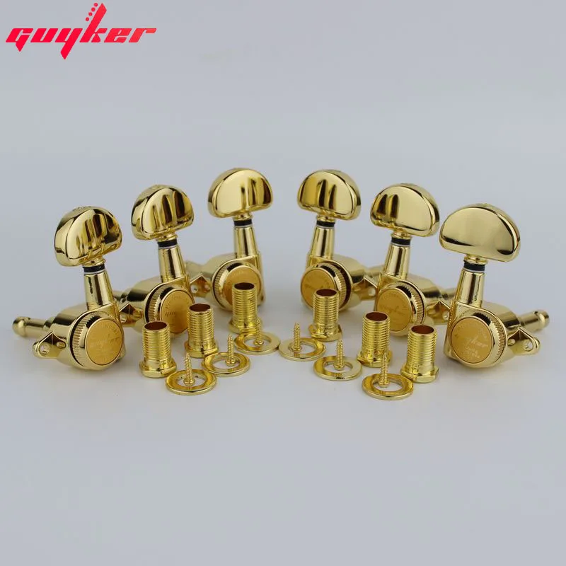 

1 Set GUYKER 3R3L Locking String Sealed Tuning Key Pegs Gold Tuners Set Replacement for LP SG Style Electric Guitars