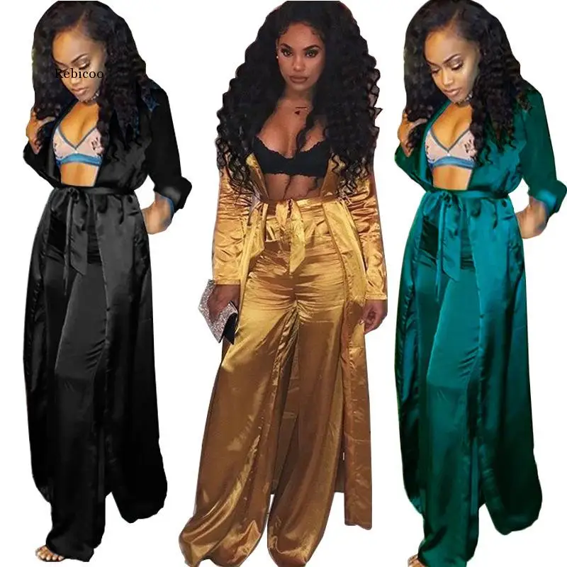 

European and American Casual Sports Simulation Silk Wide-Leg Pants Suit Spring New Women's Jumpsuit Two-Piece Suit