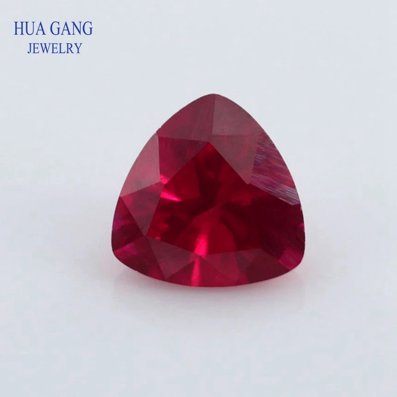 

8# Red Stone Trillion Shape Princess Cut Synthetic Corundum Gems stone For jewelry Size 3x3~12x12mm