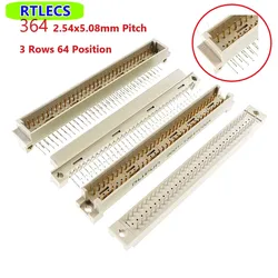 5pcs DIN 41612 Connector 2 Rows 64 Positions Plug Header Male Female Right Angle Straight Through Hole PCB 2.54 mm x 5.08 mm