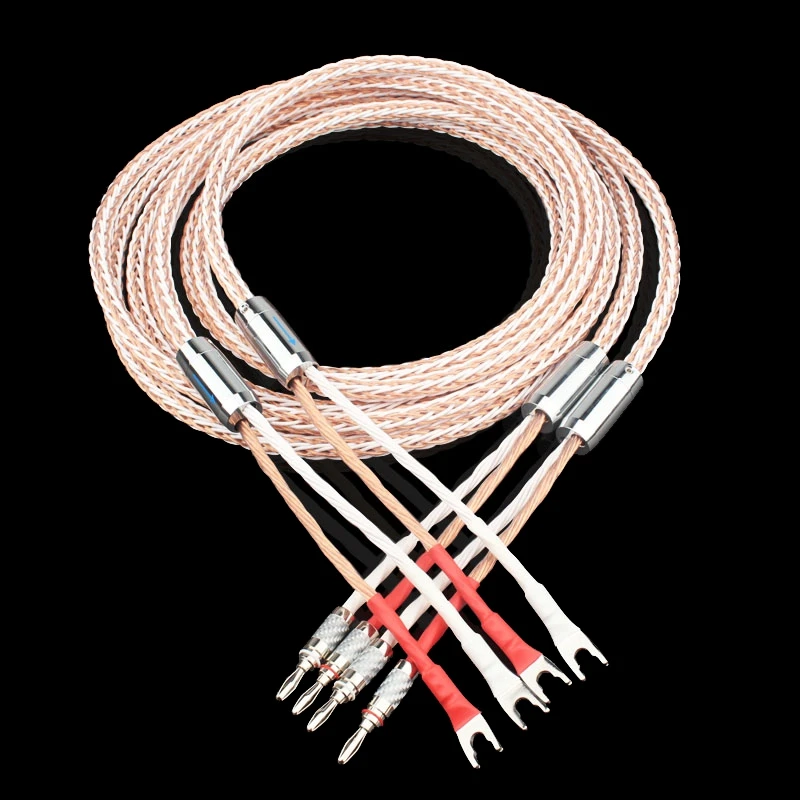 

HiFi Audio 8TC OCC Copper Audio Speaker Cable HiFi Amplifier Speaker Cable With Y-Y Banana Head