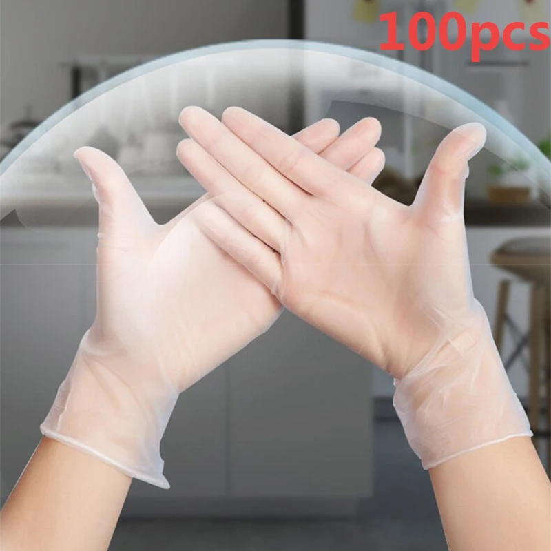 100Pc Kitchen PVC TPE Disposable Gloves Waterproof Cleaner Latex Gloves For Household Laboratory Cleaning Gloves Similar Nitrile