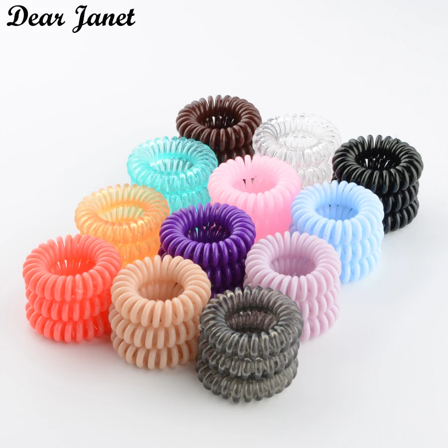 5pcs/bag 3.5cm Cute Candy Color telephone line hairbands gum hair styling tools headwear for kids girls women