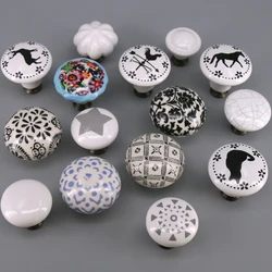 1x Decorative Antique Door Knobs Pulls for Cabinet Door Children Room Drawer Dresser Ceramic Knobs