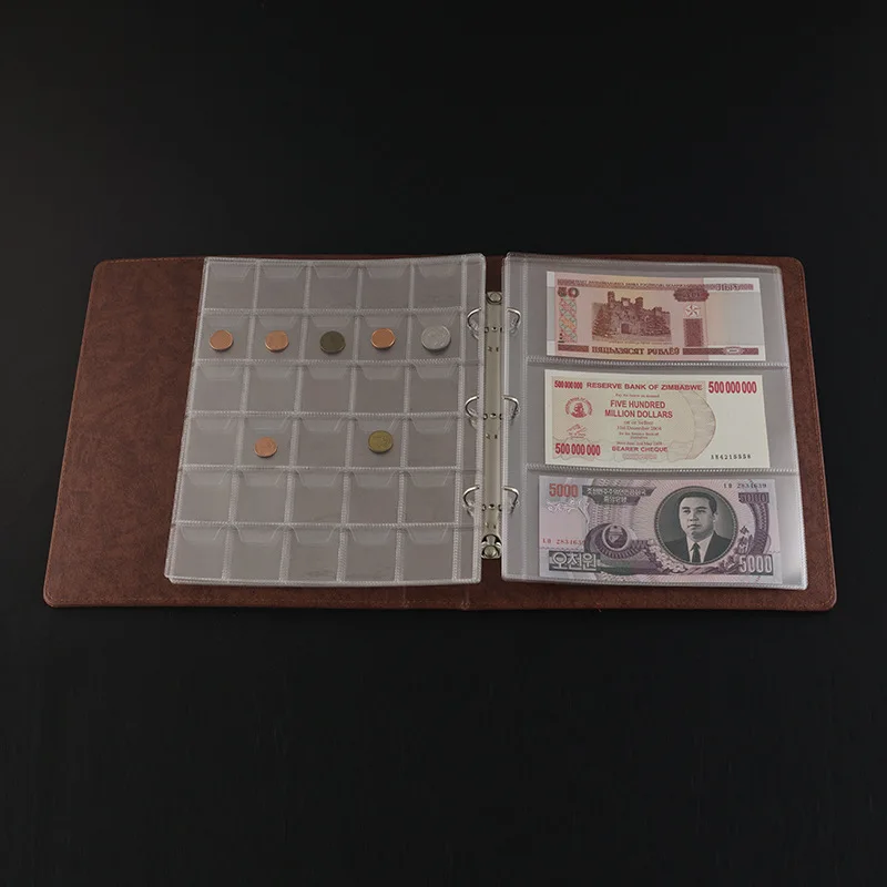 Transparent 3-hole Coin Collection Album Inner Page PVC Coin Banknote Stamp Loose-leaf Collection Album Inner Page