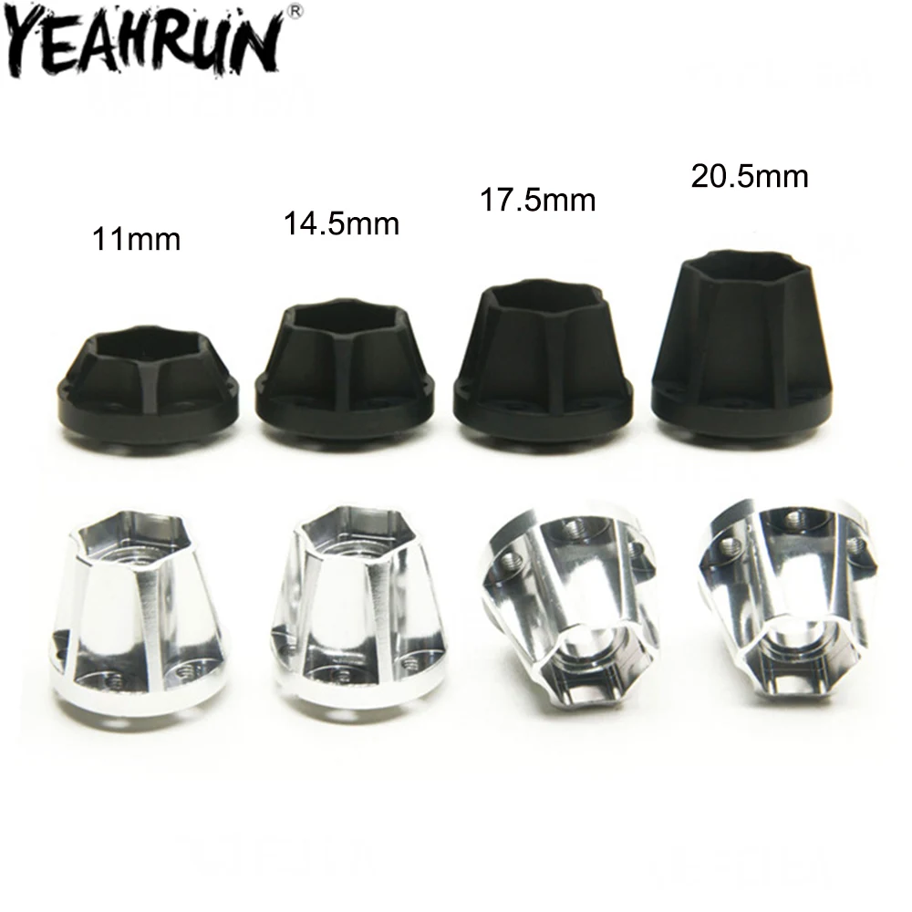 YEAHRUN 4PCS 12mm Hex Wheel Adapter 11/14.5/17.5/20.5mm Height for 1.9inch Wheel Rims Hubs 1/10 Axial SCX10 TRX4 RC Crawler Car