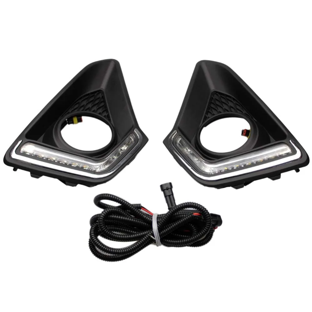 

For Hyundai Grand I10 2014 2015 2016 Daytime Running Lights 1 pair DRL LED Waterproof Daylight Car Styling with Fog Lamp hole