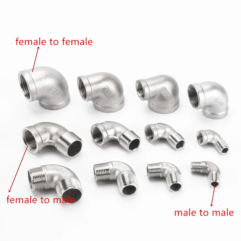 

1pcs 304 Stainless Steel 1/8' 1/4' 1/2' 3/4' 1' BSP street Elbow Threaded Pipe Fitting 90 degree Male-Male Female-Female F-M