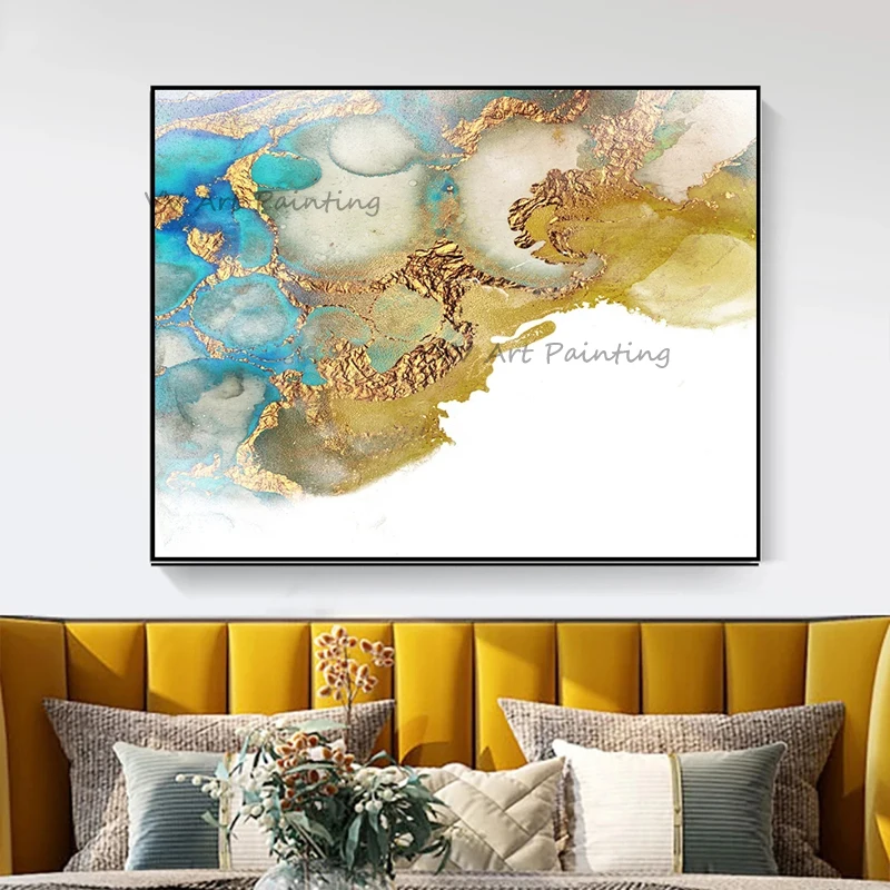 

Hot Selling Handmade Abstract Golden Oil Painting Shadow Wall Pictures Canvas Art Ralex Large Mural Artwork For Hotel Home Decor