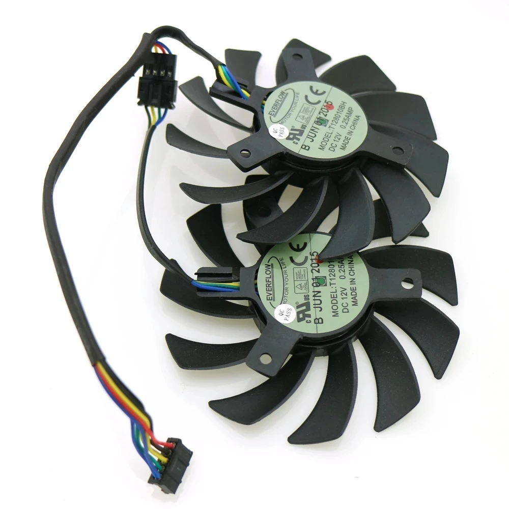 T128010BH T128010SH DC12V 0.25A 75mm 5wire 5pin VGA Fan For ASUS GeForce GTX 1060 GTX1060-03G-SI Graphics Card Fan 5Pin