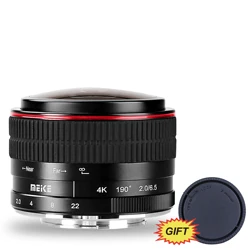 Meike 6.5mm F/2.0 APS-C Manual Focusing Fisheye Lens for Sony E/Canon EF-M/Panasonic Olympus M43/Fujifilm X-Mount Cameras