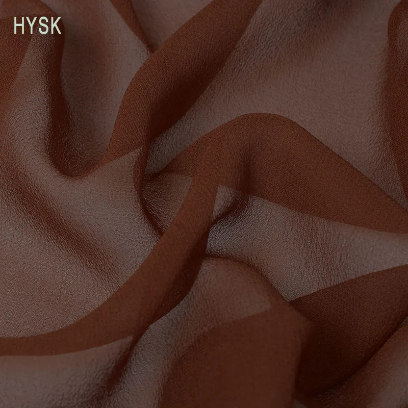 HYSK 100 pure silk chiffon fabric brown 120 multicolor DIY washable mulbery original silk georgette wedding dress silk textiles