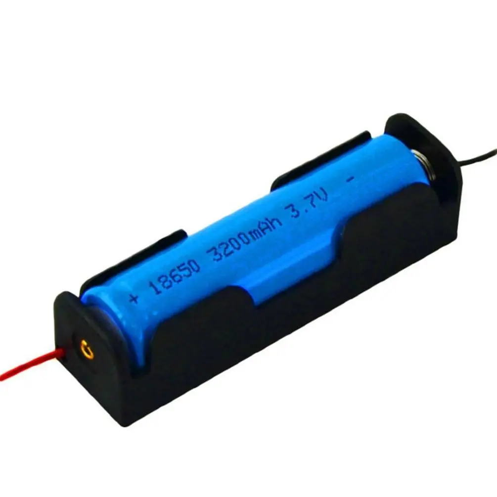 Caja de almacenamiento de soporte de batería 18650, contenedor de baterías de ranura de energía portátil, componente electrónico con conexión de cables de 6 ", 1 ud.